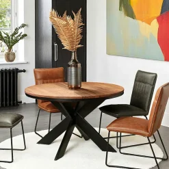 Tables À Manger Rondes|Tables À Manger En Chêne|PALERME Table ronde extensible en chêne brun 130 cm