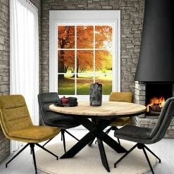 Tables À Manger Rondes|Tables À Manger En Chêne|PALERME Table ronde extensible en chêne blanc 120 cm