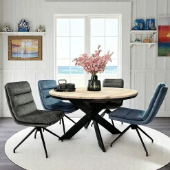 Tables À Manger Rondes|Tables À Manger En Chêne|PALERME Table ronde extensible en chêne blanc 120 cm