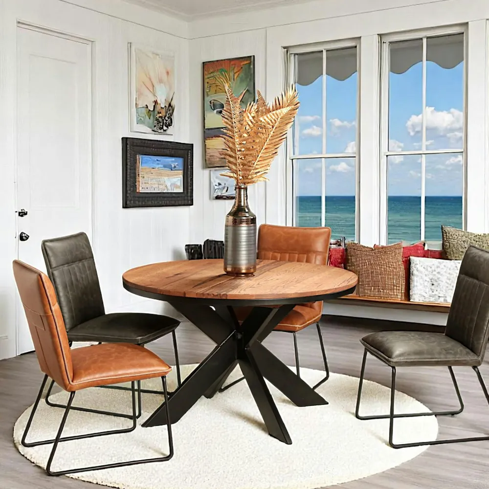 Tables À Manger Rondes|Tables À Manger En Chêne|PALERME Table ronde extensible en chêne brun 120 cm