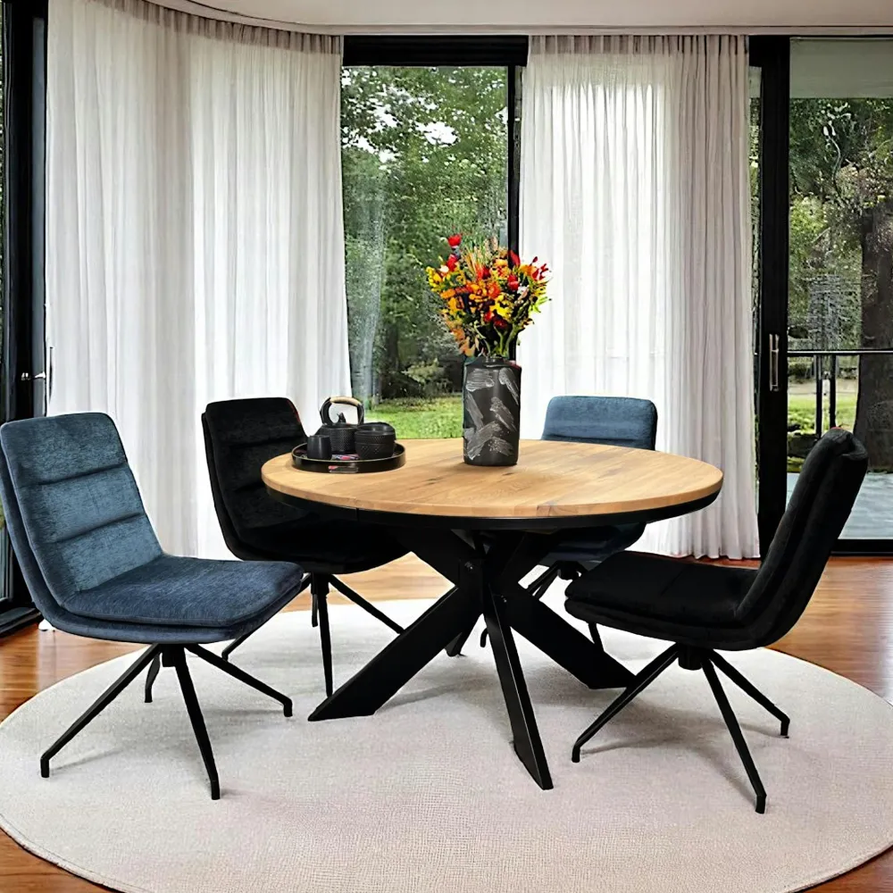 Tables À Manger Rondes|Tables À Manger En Chêne|PALERME Table ronde extensible en chêne brun 120 cm