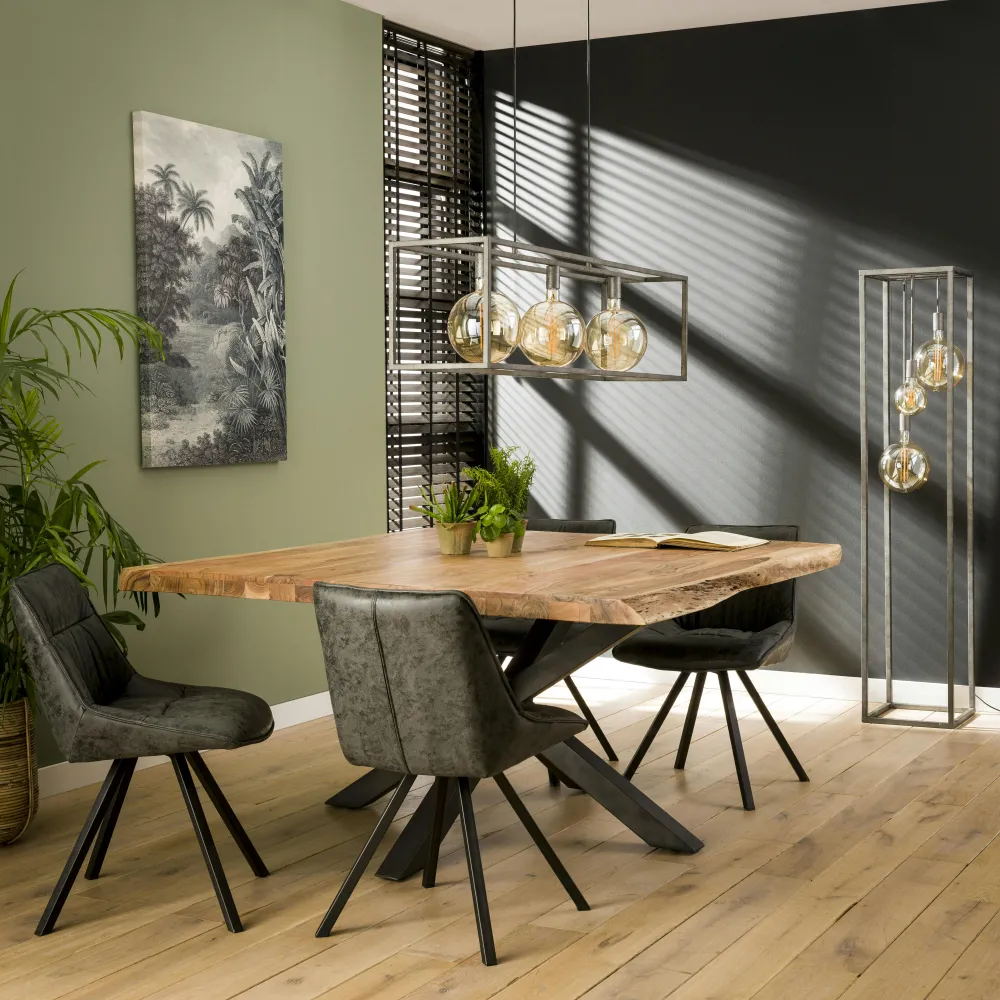 Tables À Manger En Bois|Tables À Manger Rectangulaires|Melbourne Table salle à manger bois massif pied mikado 200 cm