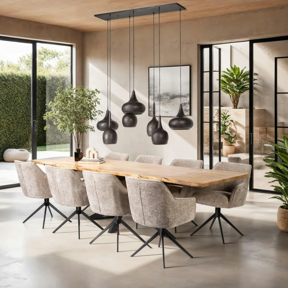 Tables À Manger En Bois|Tables À Manger Rectangulaires|Melbourne Table salle à manger bois massif pied mikado 200 cm