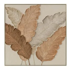 Tableaux / Toiles| Tableau feuilles tropicales avec relief 80x80 cm