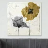 Tableaux / Toiles| Tableau fleurs or et argent – carré, impression sur toile