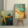Tableaux / Toiles| Tableau géométrique – style graphique coloré (set de 2)