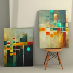 Tableaux / Toiles| Tableau géométrique – style graphique coloré (set de 2)