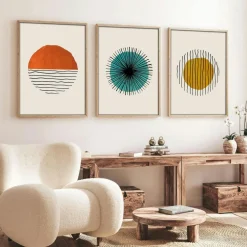 Tableaux / Toiles| Tableau graphique – cercle coloré moderne (lot de 3)