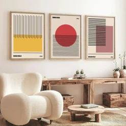 Tableaux / Toiles| Tableau graphique – cercle coloré moderne (lot de 3)