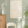 Tableaux / Toiles| Tableau lin beige fleurs de platre 83 x 123 cm