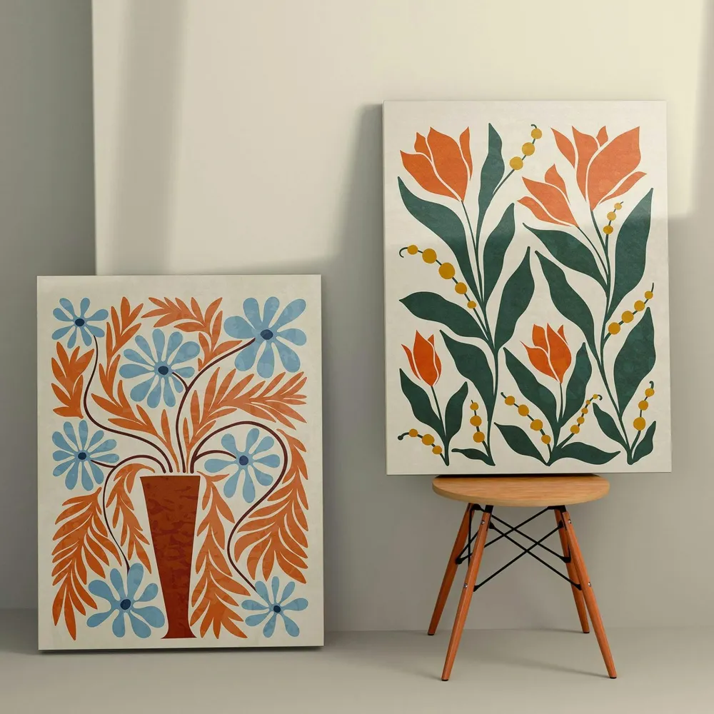 Tableaux / Toiles| Tableau nature 70s – tons orangés (set de 2)