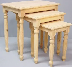 Sellettes En Métal|Tables Basses Gigognes|Tradition Tables gigognes hévéa 52x34x54cm