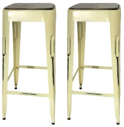 Chaises De Bar Industrielles|LEEDS Tabouret bar jaune (lot de 2)