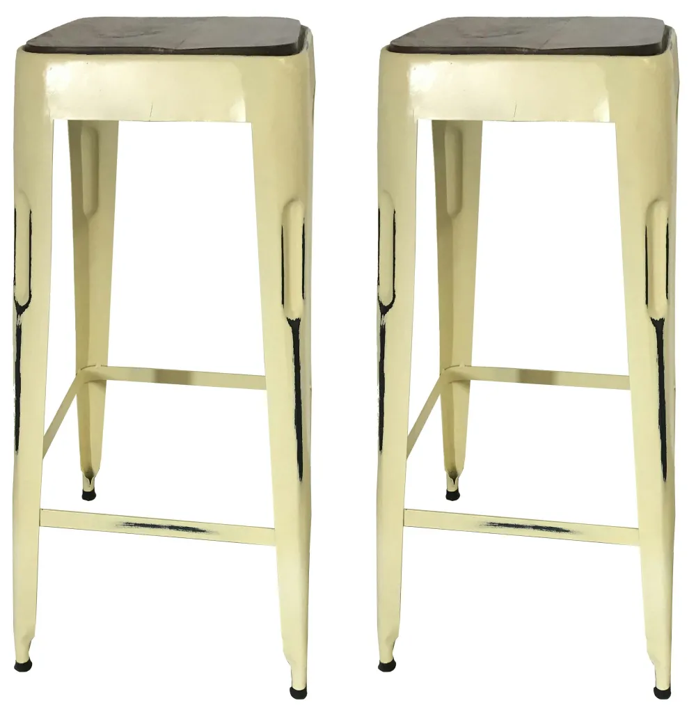 Chaises De Bar Industrielles|LEEDS Tabouret bar jaune (lot de 2)