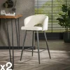 Univers Déco·Design Contemporain|Chaises Bouclettes|GALWAY Tabouret de bar en tissu bouclette blanc avec dossier ouvert (lot de 2)