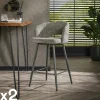 Univers Déco·Design Contemporain|Chaises Bouclettes|GALWAY Tabouret de bar en tissu bouclette gris avec dossier ouvert (lot de 2)
