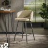 Univers Déco·Design Contemporain|Chaises Bouclettes|GALWAY Tabouret de bar en tissu bouclette sable avec dossier ouvert (lot de 2)