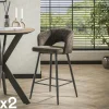 Univers Déco·Design Contemporain|GALWAY Tabouret de bar marron en velours tissé avec dossier ouvert (lot de 2)