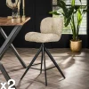 Univers Déco·Design Contemporain|GALWAY Tabouret de bar pivotant en bouclette sable (lot de 2)