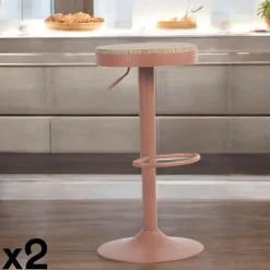 Univers Déco·Loft Industriel|Chaises De Bar Industrielles|LEEDS Tabouret de bar réglable métal blanc (lot de 2)