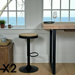 Univers Déco·Loft Industriel|Chaises De Bar Industrielles|LEEDS Tabouret de bar réglable métal jaune (lot de 2)