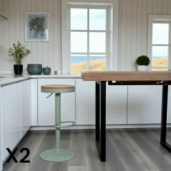 Univers Déco·Loft Industriel|Chaises De Bar Industrielles|LEEDS Tabouret de bar réglable métal vert (lot de 2)