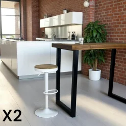 Univers Déco·Loft Industriel|Chaises De Bar Industrielles|LEEDS Tabouret de bar réglable métal vert (lot de 2)