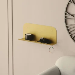 Meubles De Salon·Etagères Murales|Meubles De Rangement·Etagères Murales|SFAX Étagère murale en métal doré avec support dentelé