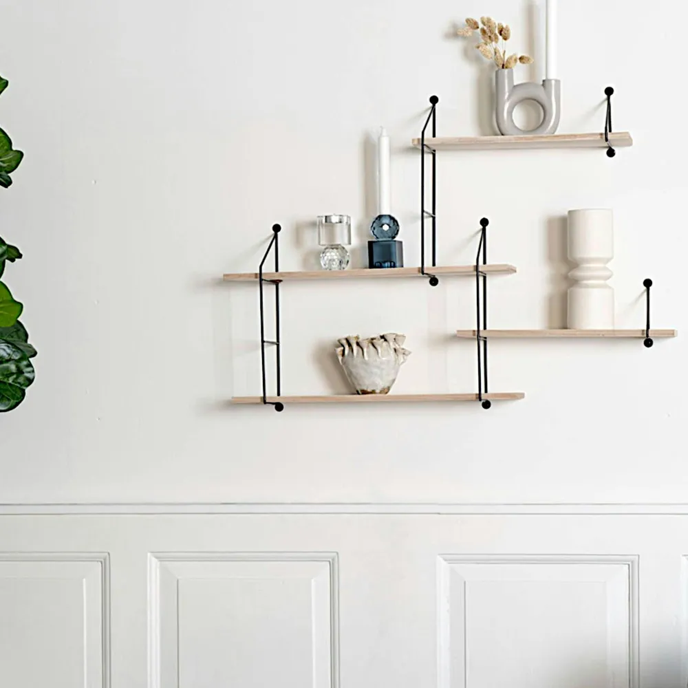 Bibliothèques En Bois|Bibliothèques En Bois|UMEA Étagère murale moderne effet bois clair - 6 niveaux