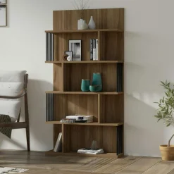 Bibliothèques En Bois|Bibliothèques En Bois|UMEA Étagère murale moderne effet bois clair - 6 niveaux