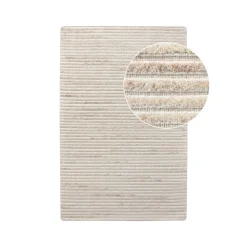 Tapis|Textile·Tapis|FEZ Tapis blanc ivoire en laine tressée main 160x230 cm