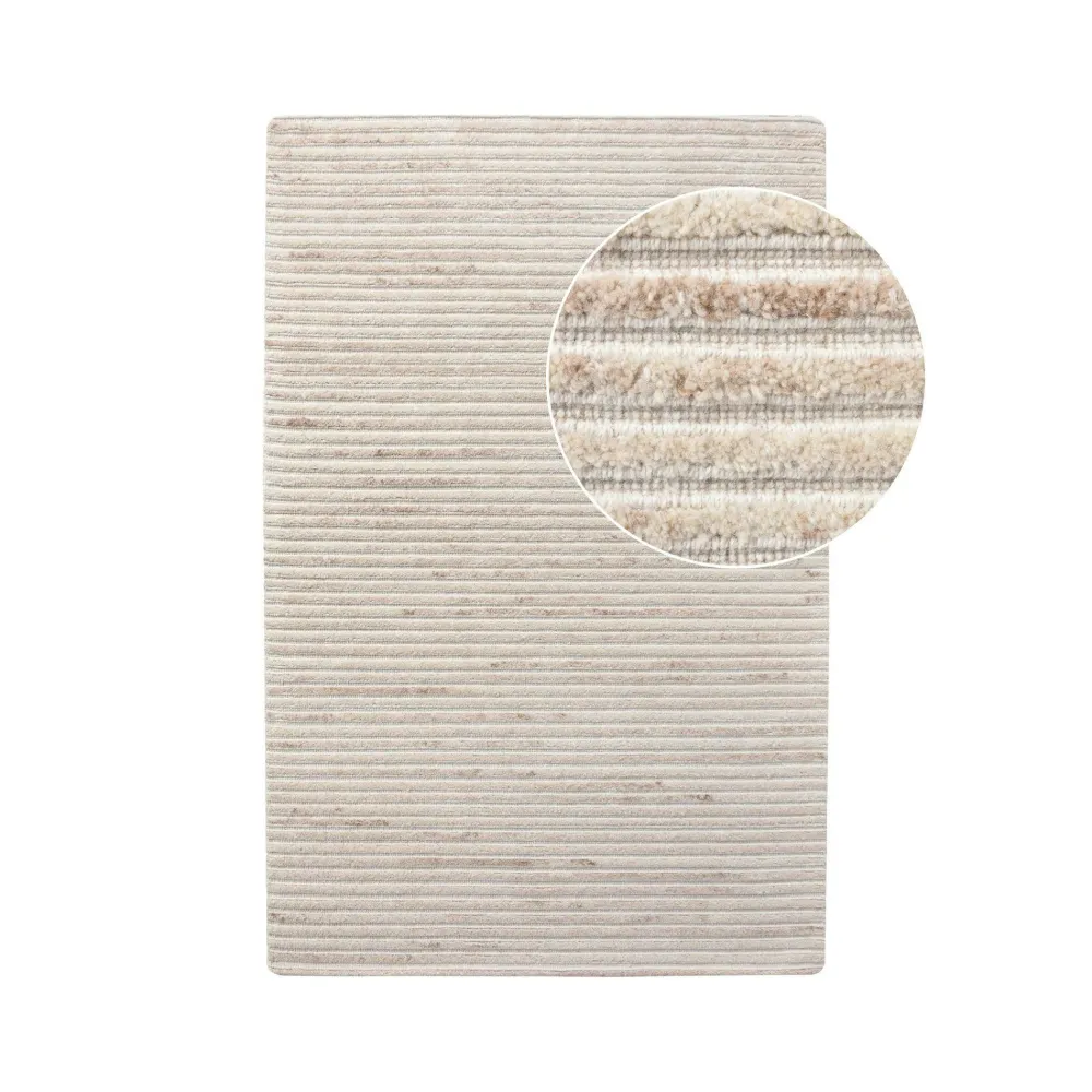 Tapis|Textile·Tapis|FEZ Tapis blanc ivoire en laine tressée main 160x230 cm