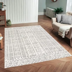 Tapis|Textile·Tapis|ISTANBUL Tapis écru contrasté – motifs graphiques, 160x230 cm