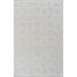 Tapis|Textile·Tapis|ISTANBUL Tapis de salon gris – motif carré, 120x180 cm