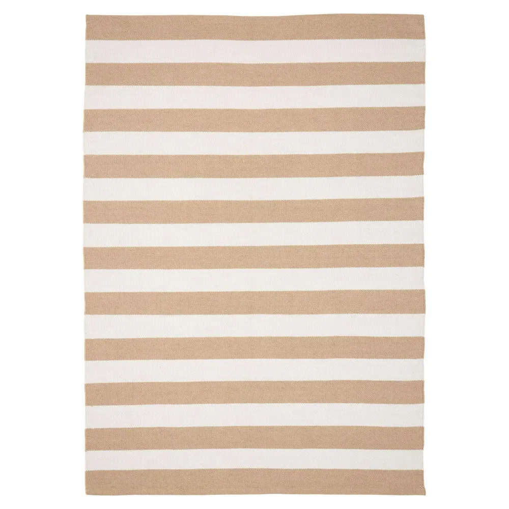 Tapis|Textile·Tapis|MENDOZA Tapis d'extérieur écoresponsable - rayures beige/blanc
