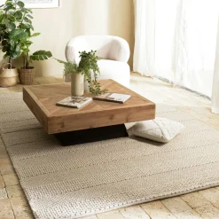 Tapis|Textile·Tapis| Tapis rectangulaire 160 x 230 cm laine bandes tissées lin