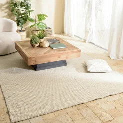 Tapis|Textile·Tapis| Tapis rectangulaire 200 x 290 cm laine tissée marron chiné