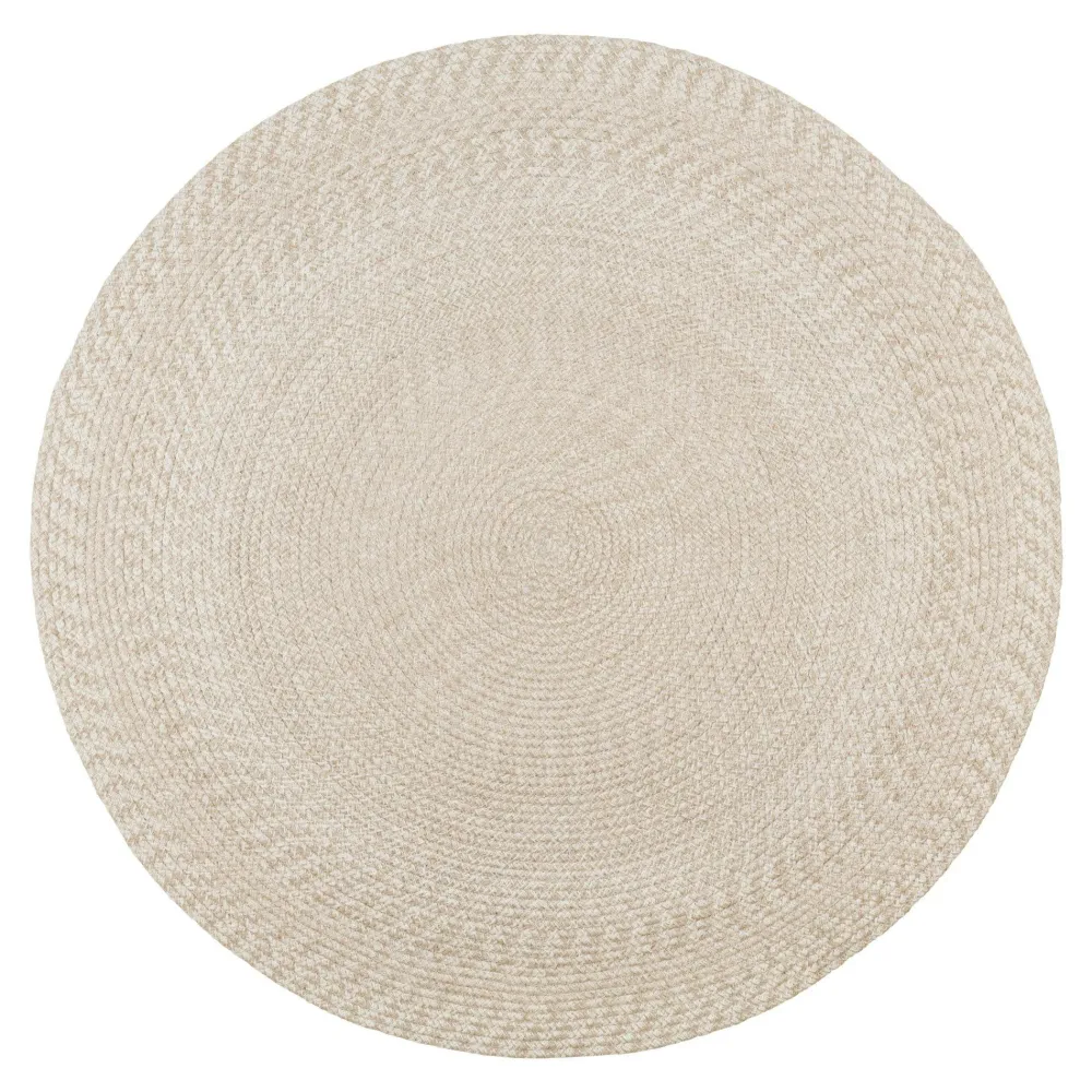Tapis|Textile·Tapis|MENDOZA Tapis rond d’extérieur en plastique recyclé Ø180 cm - teinte sable