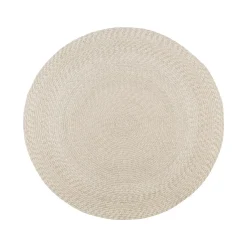 Tapis|Textile·Tapis|MENDOZA Tapis rond d’extérieur en plastique recyclé Ø120 cm - teinte sable