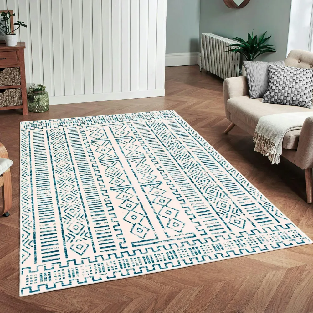 Tapis|Textile·Tapis|ISTANBUL Tapis terracotta – motifs carrés, 120x180 cm