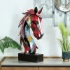 Objets Décoration·Figurines / Statues| Tête de cheval en métal multicolore sur socle H75x47x21cm