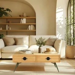 Bibliothèques En Bois|Bibliothèques En Bois|BAGAN Vaisselier bois clair et contour vert