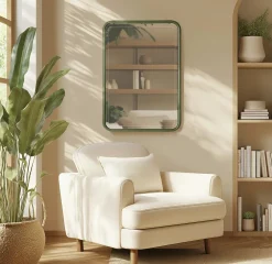 Bibliothèques En Bois|Bibliothèques En Bois|BAGAN Vaisselier bois clair et contour vert