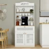 Meubles De Cuisine·Rangement Cuisine|Vaisseliers Contemporains|VAREN Vaisselier de cuisine blanc, cannage & niche café
