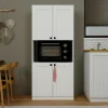 Meubles De Cuisine·Rangement Cuisine|Vaisseliers Contemporains|VAREN Vaisselier de cuisine blanc 4 portes 1 niche rangement