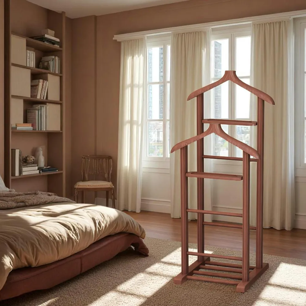 Meubles De Chambre·Valets De Chambre|SITIA Valet de chambre bois clair avec plateau vide-poches