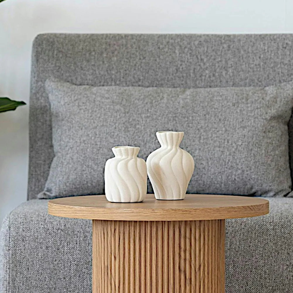 Vases| Vase corolle en céramique blanche (ensemble de 2)