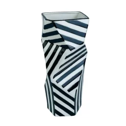 Vases| Vase destructuré blanc et noir H31 cm