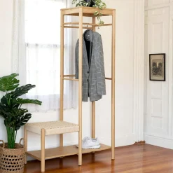 Meubles D'Entrée·Vestiaires|Meubles D'Entrée·Vestiaires / Meubles À Chaussures|BRUGES Vestiaire d'entrée en bambou avec penderie et siège